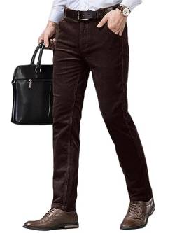 Oanviso Hosen für Herren Business Anzughose Slim Fit Cordhose Stretch Warme Chino Hosen mit Taschen Herbst Klassisch Geschnittene Hose Elegante Anzug Hose Einfarbig Freizeithose A Kaffee XXL von Oanviso