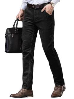 Oanviso Hosen für Herren Business Anzughose Slim Fit Cordhose Stretch Warme Chino Hosen mit Taschen Herbst Klassisch Geschnittene Hose Elegante Anzug Hose Einfarbig Freizeithose A Schwarz L von Oanviso