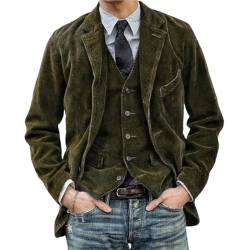 Oanviso Jacke Cord Herren Sakko Retro Blazer aus Cord Freizeitanzug mit Taschen Elegante Anzugjacke Regular Fit Freizeitjacke Männer Einfarbig Mantel Revers Herbst B Grün M von Oanviso