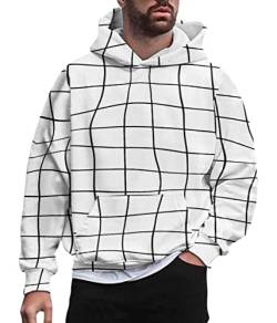 Oanviso Kapuzenpullover Karierter für Herren Hoodie Weich Kariert Pullover Frühling Sweatshirt Langarm Pullover mit Kapuze Slim Fit Plaid Hoodies Mode Casual Hood für Männer A 02 XS von Oanviso