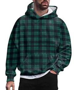 Oanviso Kapuzenpullover Karierter für Herren Hoodie Weich Kariert Pullover Frühling Sweatshirt Langarm Pullover mit Kapuze Slim Fit Plaid Hoodies Mode Casual Hood für Männer A 13 M von Oanviso