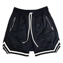 Oanviso Shorts Basketball Herren Kurze Hose Elastische Sports Shorts Sommer Shorts Loose Classic Basketball Trainingsshorts mit Taschen Casual Laufshorts Jogging Netzgewebe Atmungsaktiv A Schwarz M von Oanviso