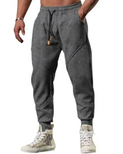 Oanviso Sporthose für Herren Jogginghose Herbst Freizeit Hose Fitness Hosen Spleißen Bequem Trainingshose mit Taschen Sweatpants Klassisch Laufhose A Dunkelgrau S von Oanviso