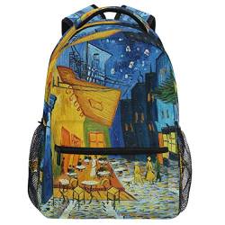 Oarencol Cafe Terrasse bei Nacht Vincent Van Gogh Rucksack Büchertasche Tagesrucksack Reise Wandern Camping Schule Laptop Tasche von Oarencol