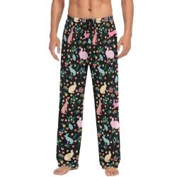 Oarencol Herren-Pyjamahose, Oster-Hase, Blume, Häschen, Blumen, Herz, weich, Lounge-Schlaf-Pyjamahose mit Taschen mit Kordelzug, multi, M von Oarencol