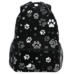 Oarencol Niedlicher Rucksack mit Hundepfoten-Motiv, schwarz, Tagesrucksack, Reisen, Wandern, Camping, Schule, Laptoptasche von Oarencol