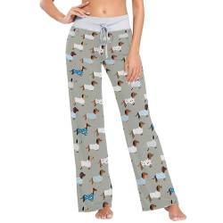 Oarencol Süße Dackel Damen Pyjamahose Lustige Hund Tier Nachtwäsche XS-XL, multi, 38 von Oarencol