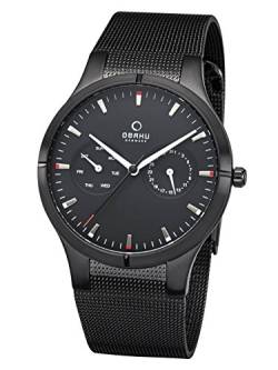 Obaku Denmark Herrenuhr mit Milanaiseband Tag Datum V100GBBMB von Obaku