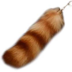 Obelunrp Fox Tail Keychain, 9,8 -Zoll -flauschiger Fellpelz -Schwanzanhänger, Therian Tail für Handtaschen -Rucksackdekoration von Obelunrp