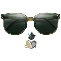 Obelunrp Quadratische Sonnenbrille polarisierte UV 400 Schutz Trendy Designer Sonnenbrille Männer Frauen, dunkelgrün von Obelunrp