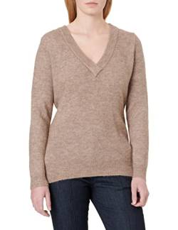 OBJECT Women's OBJELLIE L/S V-Neck Pullover NOOS Strickpullover, Fossil, L von Object