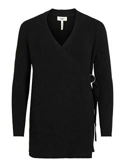 Object Damen Objfae Thess L/S Rib Knit Cardigan Noos Strickjacke, Schwarz, S EU von Object