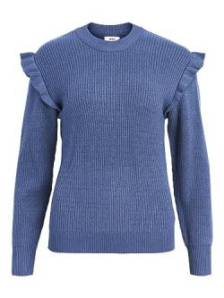 Object Damen Objmalena L/S Ruffle Noos Pullover, Bijou Blue, S EU von Object