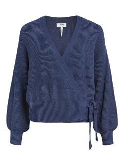 Object Damen Objmalena L/S Wrap Cardigan Noos Strickjacke, Bijou Blue, L EU von Object