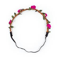 Oblique-Unique® Blumen Haarband Stirnband Blumenkranz Haarschmuck Kopfschmuck Bohemia Style - Farbe wählbar - (Pink) von Oblique Unique