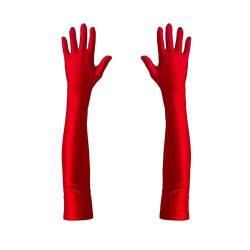 Oblique Unique® Damen Handschuhe Lang Handschuh für Hochzeit Fasching Karneval Motto Party Kostüm Accessoire für Halloween (Rot) von Oblique Unique