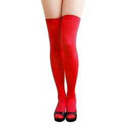 Oblique-Unique® Halterlose Overknees Strumpfhose in Rot von Oblique Unique