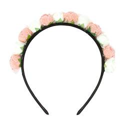 Oblique Unique® Rosen Haarreifen Blumen Haarreif Prinzessin Braut JGA Hochzeit Tanzmarie Fasching Karneval Mädchen Damen Kopfschmuck (Rosa-Weiß) von Oblique Unique