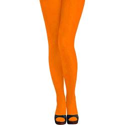 Oblique Unique® Sexy Neon Strumpfhose für Damen Frauen Mädchen 80s 80er 90s 90er Jahre Motto Party Fasching Karneval Kostüm Accessoire (Neonorange) von Oblique Unique