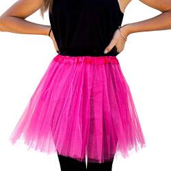 Oblique Unique® Tutu Tütü Reifrock Unterrock Petticoat Damen Frauen Rock Pink als Kostüm Accessoire für Fasching Karneval Motto Party Einheitsgröße 60 cm - 116 cm von Oblique Unique