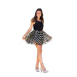 Oblique Unique® Tutu Tütü Reifrock Unterrock Petticoat Damen Frauen Rock gepunktet als Kostüm Accessoire für Fasching Karneval Motto Party Größe 60 cm - 116 cm - Farbe wählbar (Schwarz) von Oblique Unique