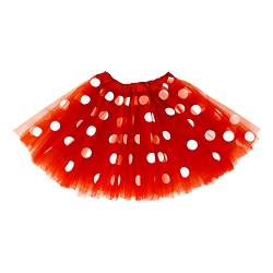 Oblique Unique® Tutu Tütü Reifrock Unterrock Petticoat Kinder Mädchen Rock Rot Weiß gepunktet als Kostüm Accessoire für Fasching Karneval Motto Party von Oblique Unique