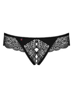 Obsessive Damen Dessous Crotchless Thong Slip in schwarz String ouvert mit Spitze elastisch Größe: L/XL von Obsessive