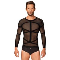 Obsessive Longsleeve Transparentes Long Sleeve Shirt für Männer - schwarz (1-tlg) Netz von Obsessive