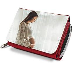 Ocadeau Rote Textilgeldbörse mit eigenem Foto personalisierbar - Roter Geldbeutel aus Stoff mit Fotodruck auf der Vorderklappe - Rote Stoffbrieftasche zum Selbstgestalten von Ocadeau