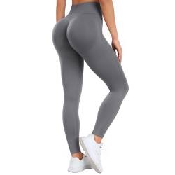 Occffy Booty Scrunch Leggings Damen Push Up Sport Leggins Seamless High Waist Gym Yoga Hose Sporthose Frauen(Dunkel Grau, S) von Occffy