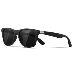 Occhsouo Polarisierte-Sonnenbrille-Herren-Damen Brillen Rechteckig Sonnenbrille für Männer UV400 Schutz Schwarz Sonnenbrillen Vintage Retro Stil (1-Schwarz/Schwarz) von Occhsouo