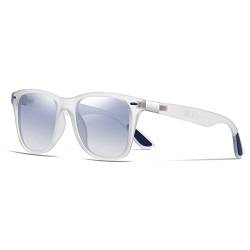 Occhsouo Polarisierte-Sonnenbrille-Herren-Damen Brillen Rechteckig Sonnenbrille für Männer UV400 Schutz Schwarz Sonnenbrillen Vintage Retro Stil (Transparente/Blau Grau) von Occhsouo