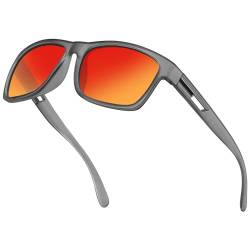 Occhsouo Sonnenbrille Herren Polarisiert - Damen UV400 Schutz CAT 3 CE Orange Sunglasses Men Women Verspiegelt Retro Sport Sonnenbrillen für Angeln, Fishing, Fahren, Ski von Occhsouo