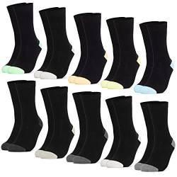 Occulto 10 PAAR SOCKEN für DAMEN aus BAUMWOLLE (Modell: Gertrud) Schwarz-pastell 35-38 von Occulto