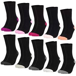 Occulto 10 PAAR SOCKEN für DAMEN aus BAUMWOLLE (Modell: Gertrud) Schwarz-pink 35-38 von Occulto