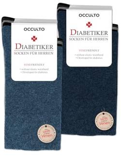 Occulto 10 Paar Diabetikersocken für Herren ohne Naht ohne Gummibund aus Baumwolle 4 Paar Schwarz | 3 Paar Dunkelblau | 3 Paar Hellblau 43-46 von Occulto