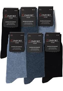 Occulto 6 Paar Herren Komfort Socken ohne Gummibund ohne Naht aus Baumwolle 47-50 2 x Jeans | 2 x Navy | 2 x Schwarz von Occulto