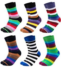 Occulto BUNTE SOCKEN für HERREN (6 PAAR) aus BAUMWOLLE in verschiedenen MUSTERN, bunte HERRENSOCKEN BUSINESS SOCKEN, RINGELSOCKEN 6 Paar | Strips 39-42 von Occulto