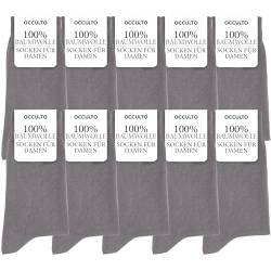 Occulto Damen 100% Baumwolle Socken 10er Pack (Modell: Inge) 10 Paar | Grau 35-38 von Occulto