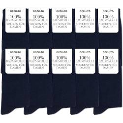 Occulto Damen 100% Baumwolle Socken 10er Pack (Modell: Inge) 10 Paar | Navy 39-42 von Occulto