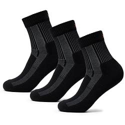 Occulto Damen Kurze Merino Wandersocken 3er Pack (Modell: Makalu) 3 Paar | Schwarz 39-42 von Occulto