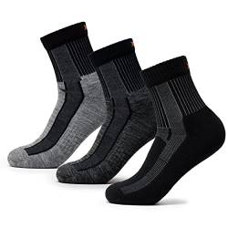 Occulto Damen Kurze Merino Wandersocken 3er Pack (Modell: Makalu) 3 Paar | Schwarz-Grau-Navy 39-42 von Occulto