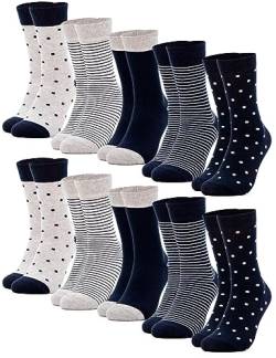 Occulto Damen Muster Socken 10 Paar (Modell: Milka) 35-38 Blau von Occulto