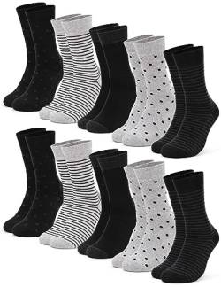 Occulto Damen Muster Socken 10 Paar (Modell: Milka) 35-38 Schwarz von Occulto