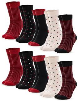 Occulto Damen Muster Socken 10 Paar (Modell: Milka) 39-42 Rot von Occulto