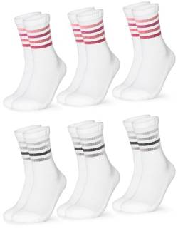 Occulto Damen Retro Tennissocken 6er Pack (Modell: Steffi) Pink Grau Glitzer 39-42 von Occulto