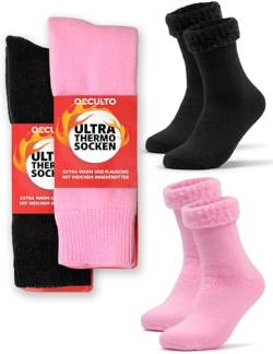 Occulto Damen Ultra Thermosocken 2er Pack (Modell: Ida) Schwarz Pink 39-42 von Occulto