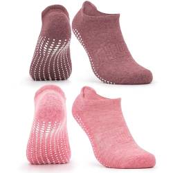 Occulto Damen & Herren Yoga Socken 2-4er Pack (Modell: Mady) 2 Paare | Pink-Rot 39-42 von Occulto