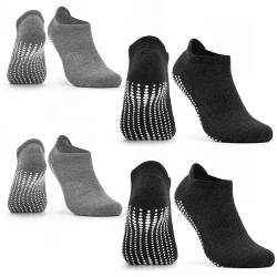 Occulto Damen & Herren Yoga Socken 2-4er Pack (Modell: Mady) 4 Paare | Schwarz-Grau 35-38 von Occulto