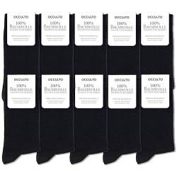 Occulto Herren 100% Baumwolle Socken 10-20er Pack (Modell: Ingo) 39-42 10 Paar | Schwarz von Occulto